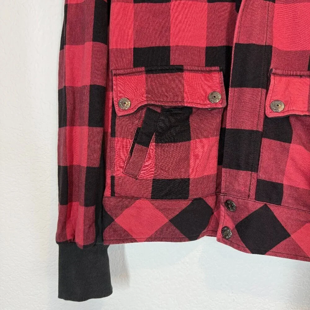 Kill City Red Black Plaid Flannel Jacket Punk Grunge Streetwear Medium